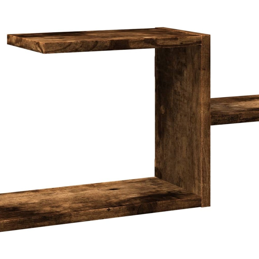 Vegghylle 104 x 15 x 49 cm – Røykfarget eik / Oppbevaringshylle til vegg / Dekorativ hylle
