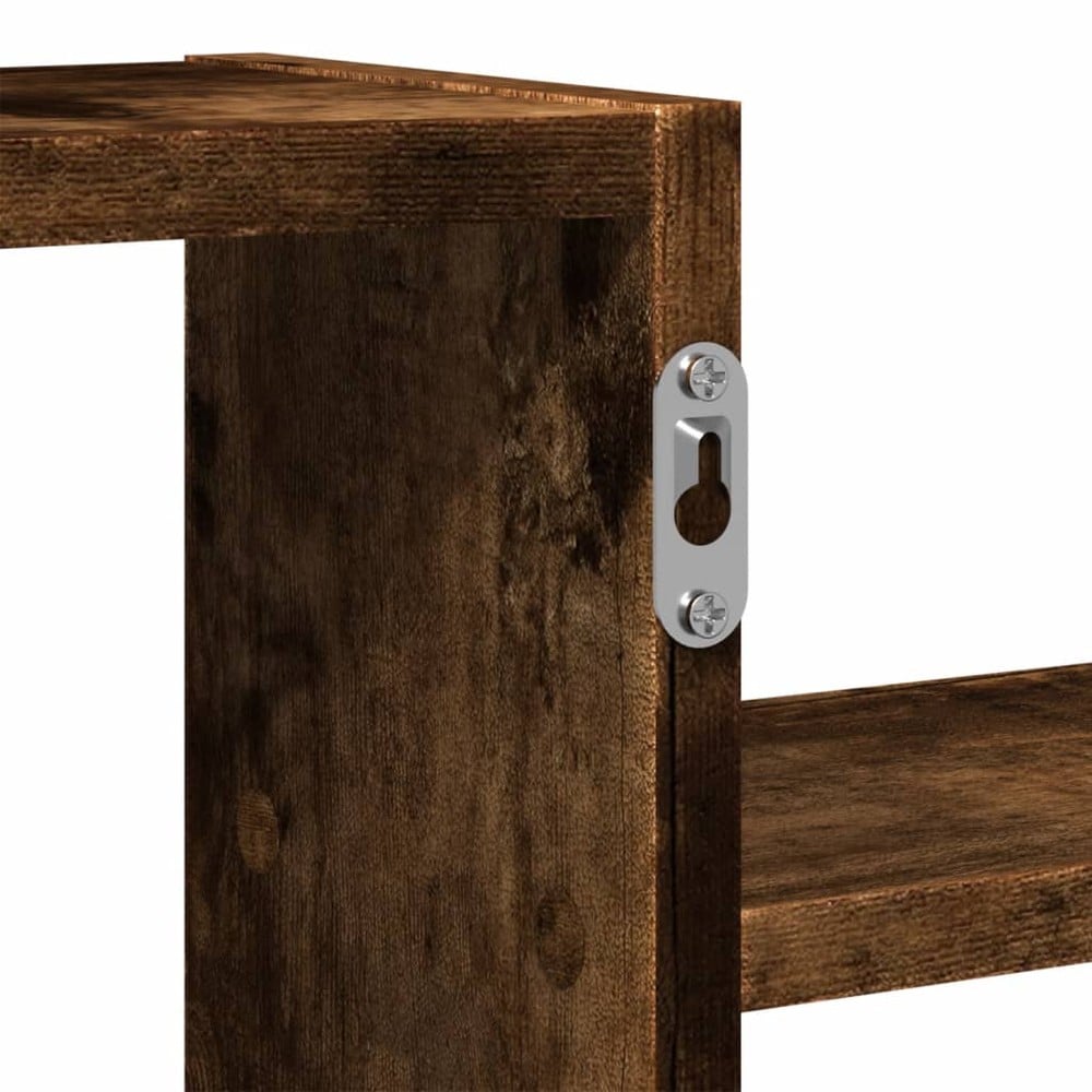 Vegghylle 104 x 15 x 49 cm – Røykfarget eik / Oppbevaringshylle til vegg / Dekorativ hylle