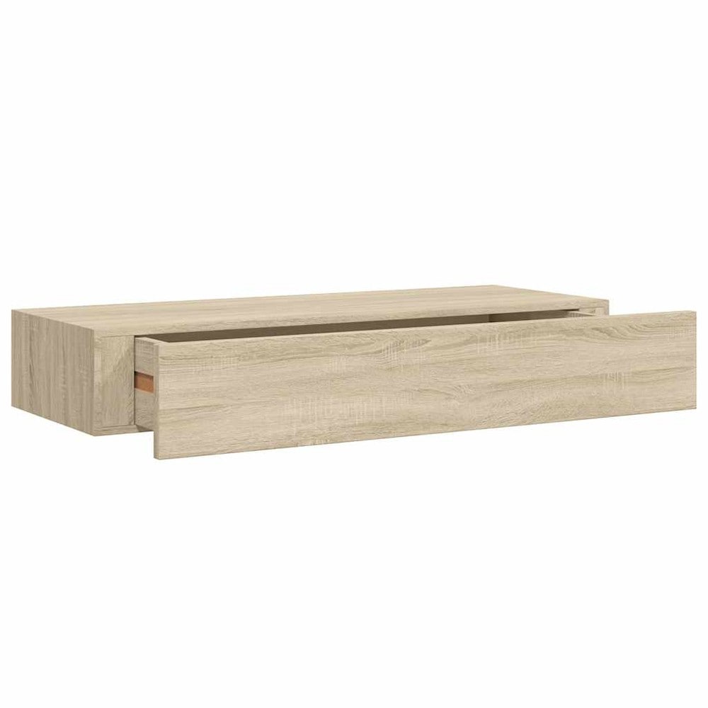Vegghylle med skuff, 2-pakning, 60 cm – Eik / Skuffhyller / Hengende skuffhyller