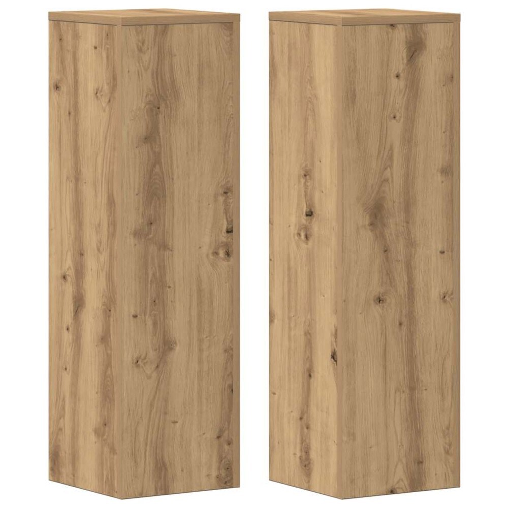 Blomstersøyle, 2-pakning, 25 x 25 x 80 cm – Artisan-eik / Plantesøyle / Sokler for potter