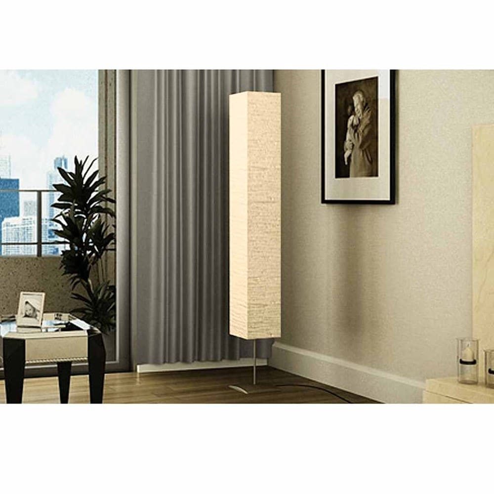 Gulvlampe 170 cm – Beige / Gulvlampe i rispapir / Stemningslampe med fotbryter