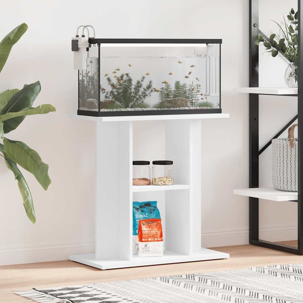 Akvariumbord 60x30x60 cm – Hvit / Akvariestativ med hyller / Akvariumbord med oppbevaringsplass