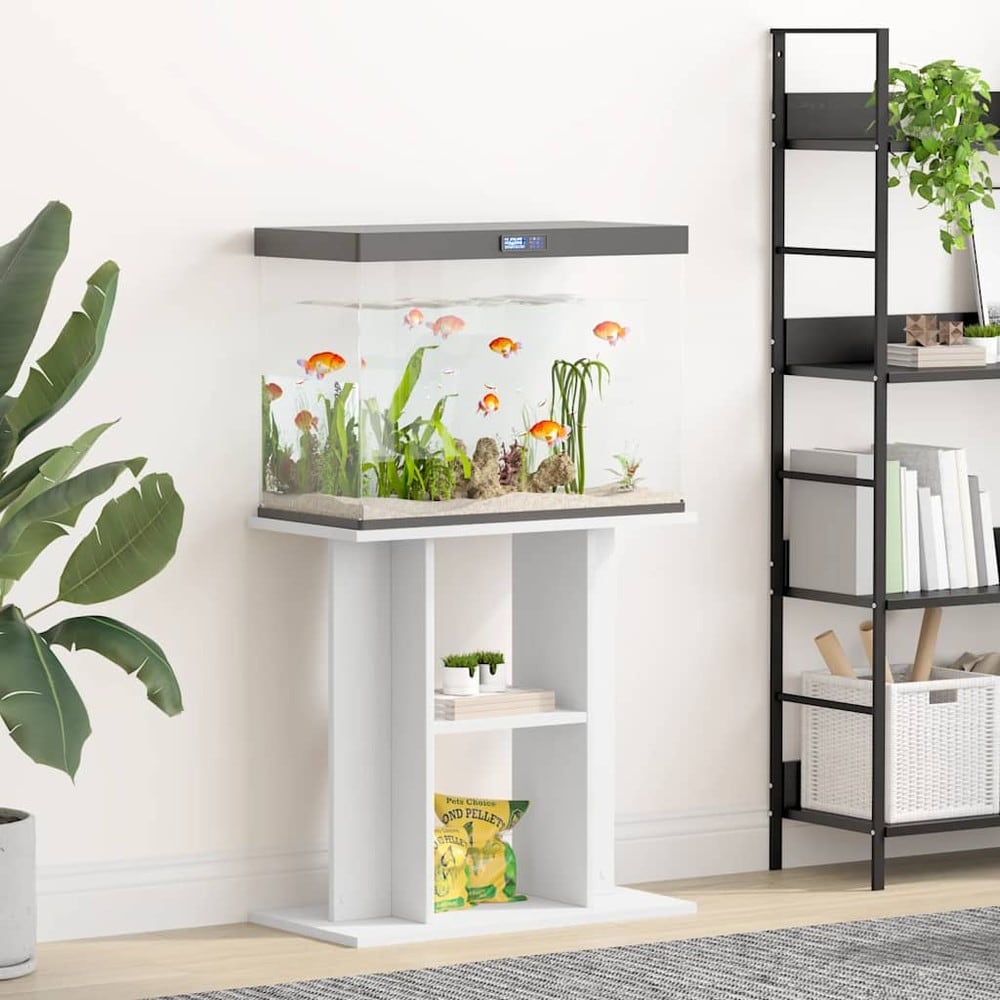 Akvariumbord 60x30x60 cm – Hvit / Akvariestativ med hyller / Akvariumbord med oppbevaringsplass