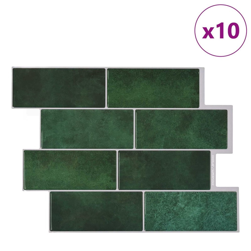 10 stk selvklebende veggfliser 29×21 cm / metrofliser / veggdekor – Mørkegrønn