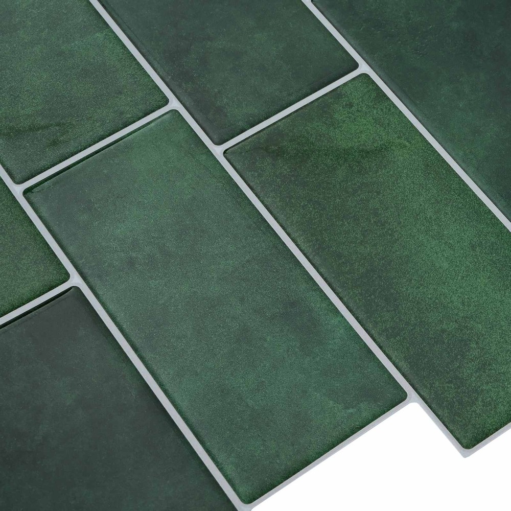 10 stk selvklebende veggfliser 29×21 cm / metrofliser / veggdekor – Mørkegrønn