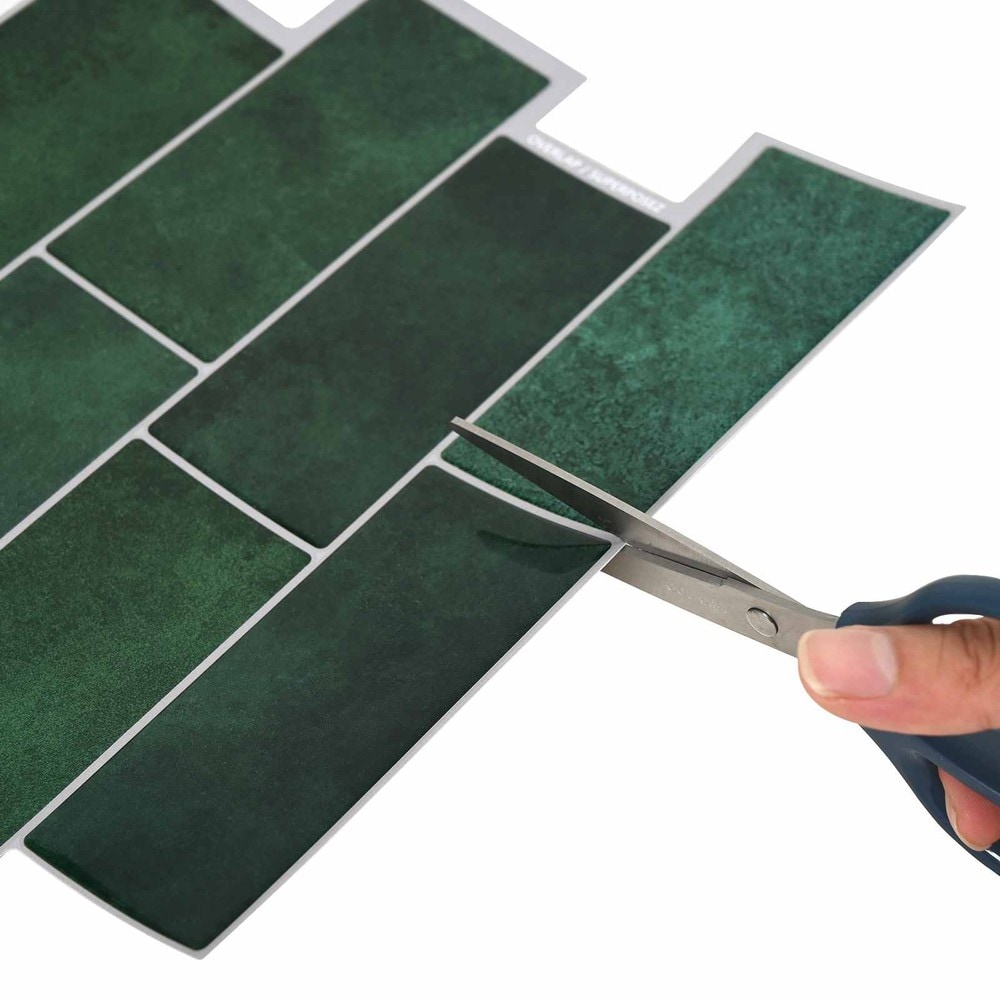 10 stk selvklebende veggfliser 29×21 cm / metrofliser / veggdekor – Mørkegrønn