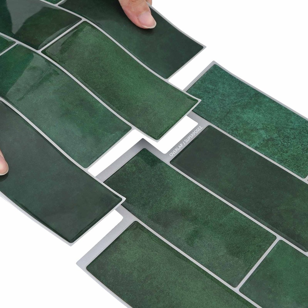 10 stk selvklebende veggfliser 29×21 cm / metrofliser / veggdekor – Mørkegrønn