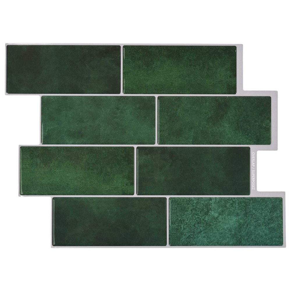 10 stk selvklebende veggfliser 29×21 cm / metrofliser / veggdekor – Mørkegrønn