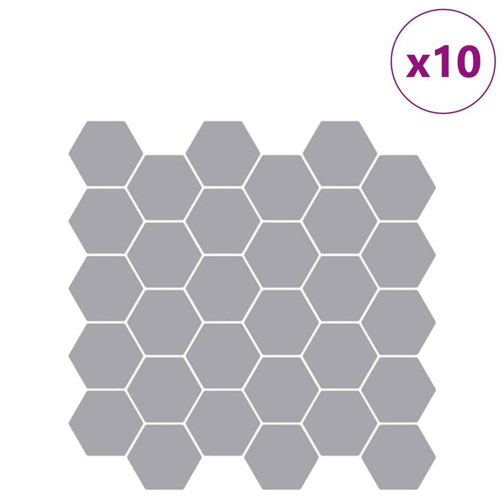 10 stk selvklebende veggfliser 30×30 cm / sekskantfliser / veggdekor – Grå