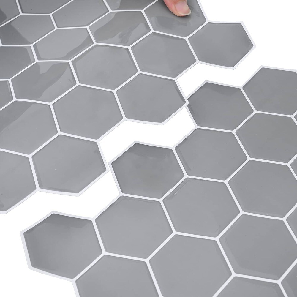 10 stk selvklebende veggfliser 30×30 cm / sekskantfliser / veggdekor – Grå