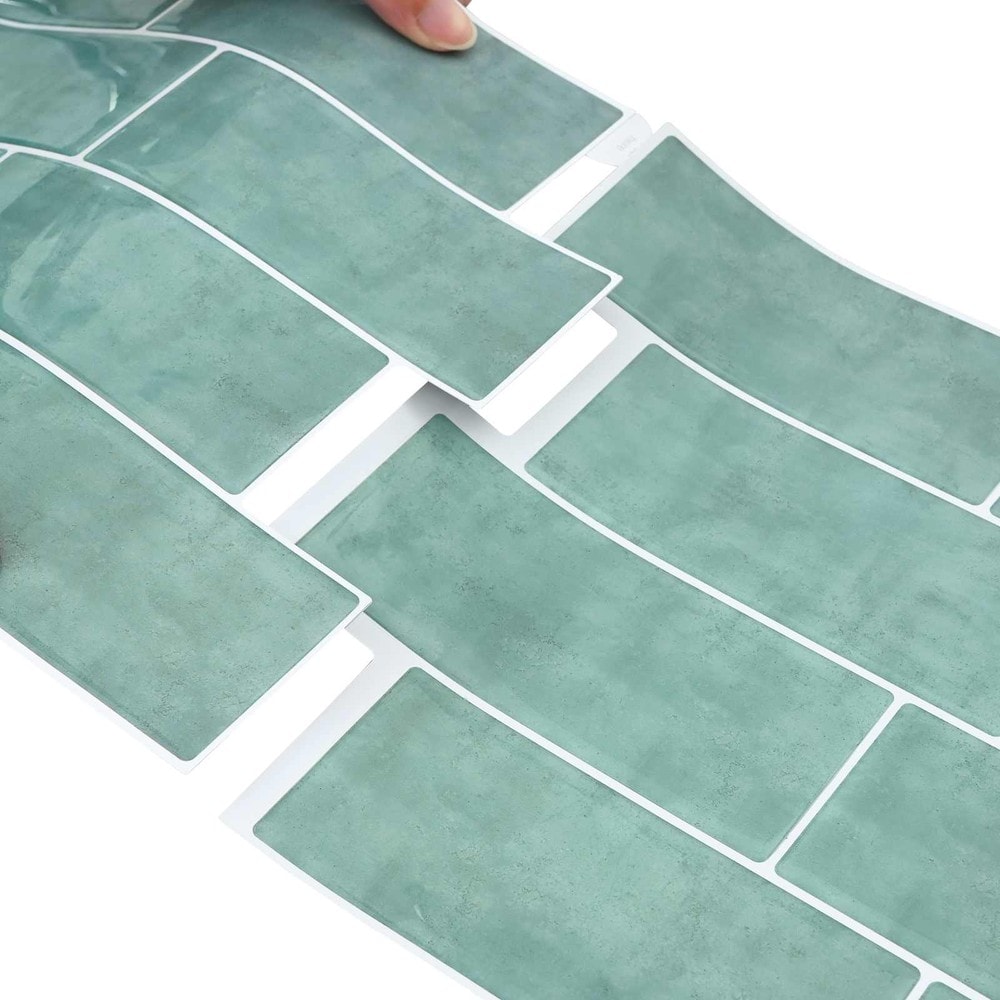 10 stk selvklebende veggfliser 29×21 cm / metrofliser / veggdekor – Grågrønn