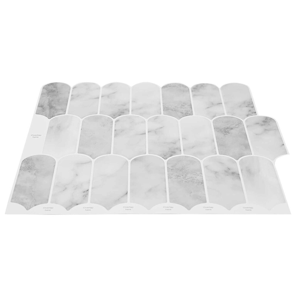10 stk selvklebende veggfliser 30×30 cm / dekorplater med fjærmønster – Grå marmor