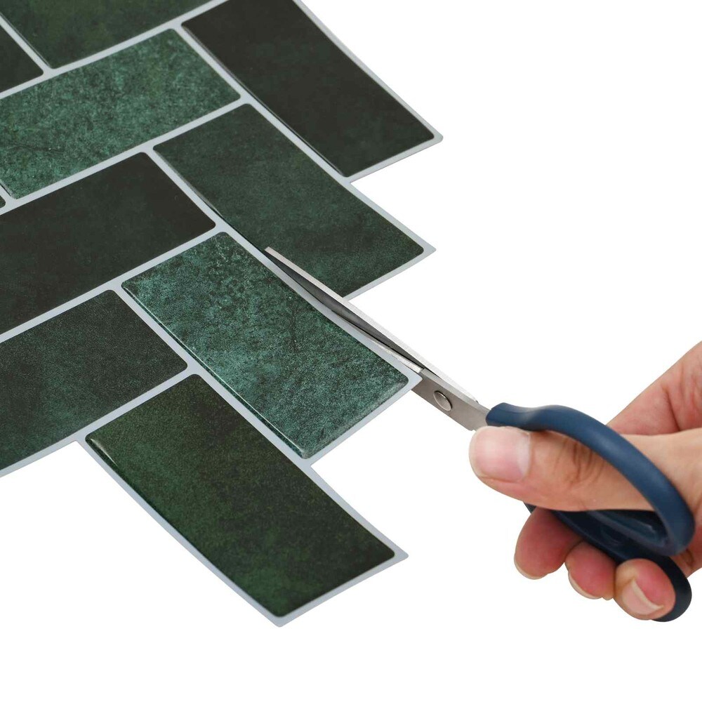 10 selvklebende veggfliser, 30×30 cm / dekorfliser i fiskebeinmønster / veggdekor – Mørkegrønn
