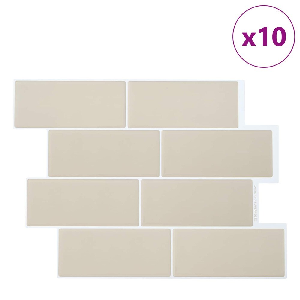 10 stk selvklebende veggfliser 29×21 cm / metrofliser / veggdekor – Beige