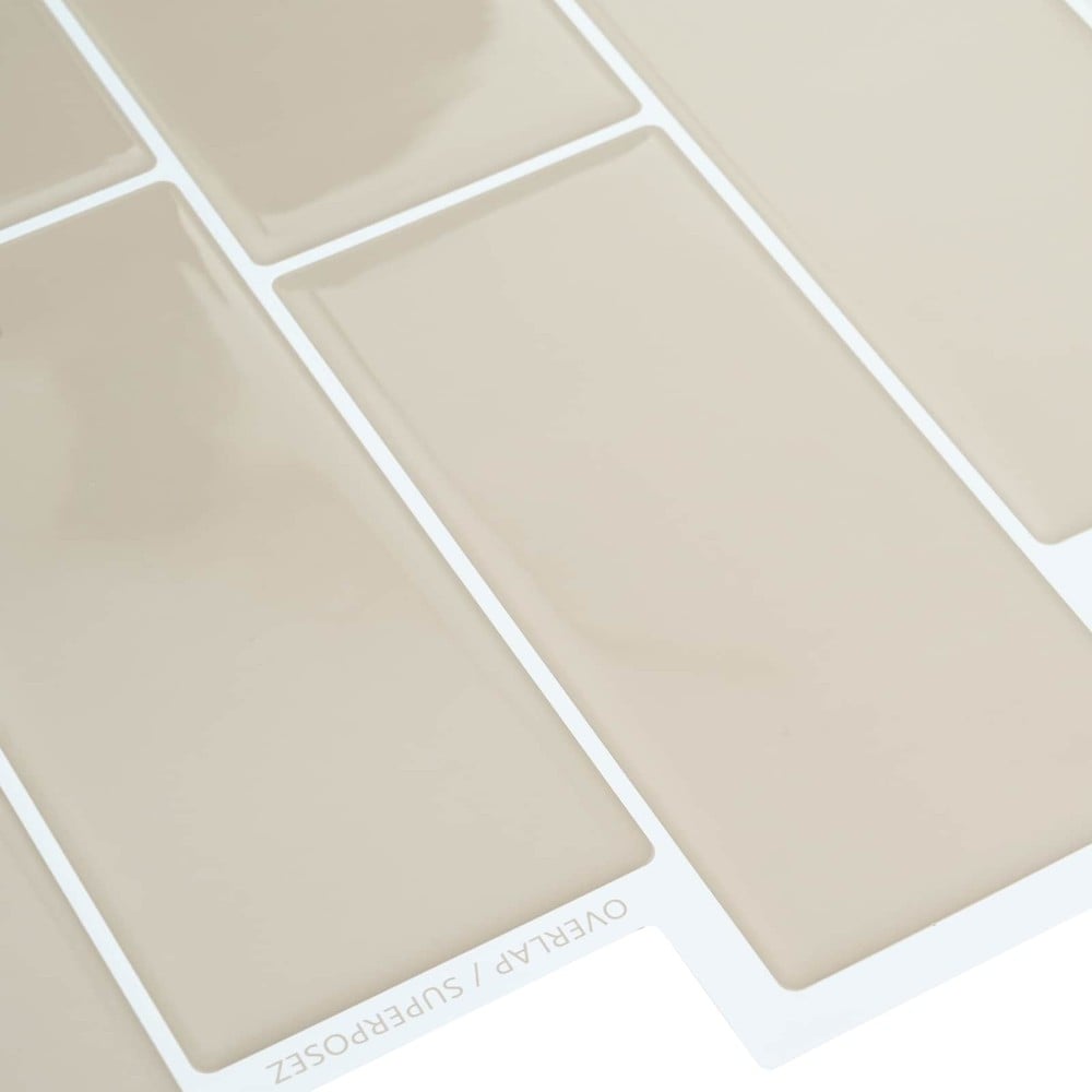 10 stk selvklebende veggfliser 29×21 cm / metrofliser / veggdekor – Beige