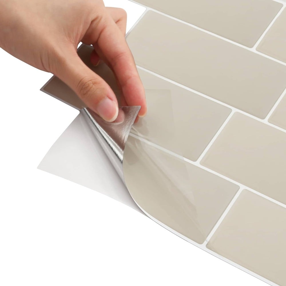 10 stk selvklebende veggfliser 29×21 cm / metrofliser / veggdekor – Beige