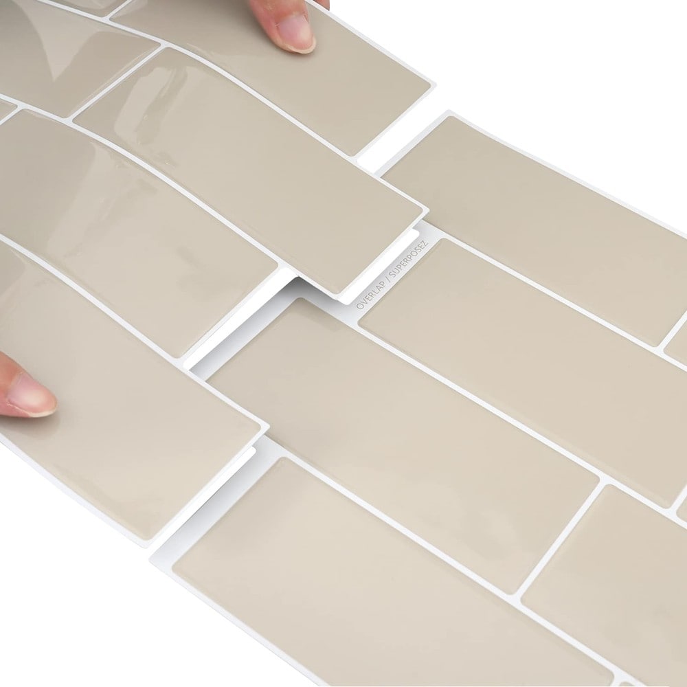 10 stk selvklebende veggfliser 29×21 cm / metrofliser / veggdekor – Beige