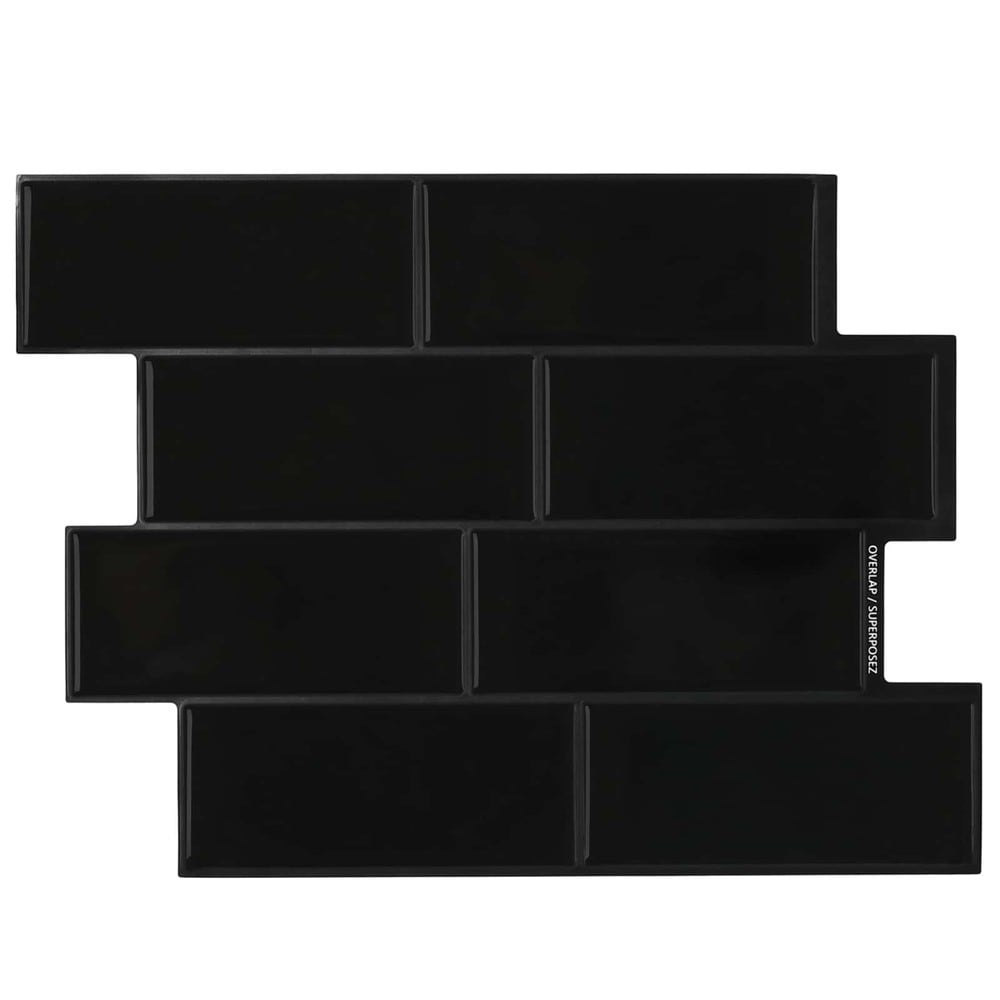 10 stk selvklebende veggfliser 29×21 cm / metrofliser / veggdekor – Svart