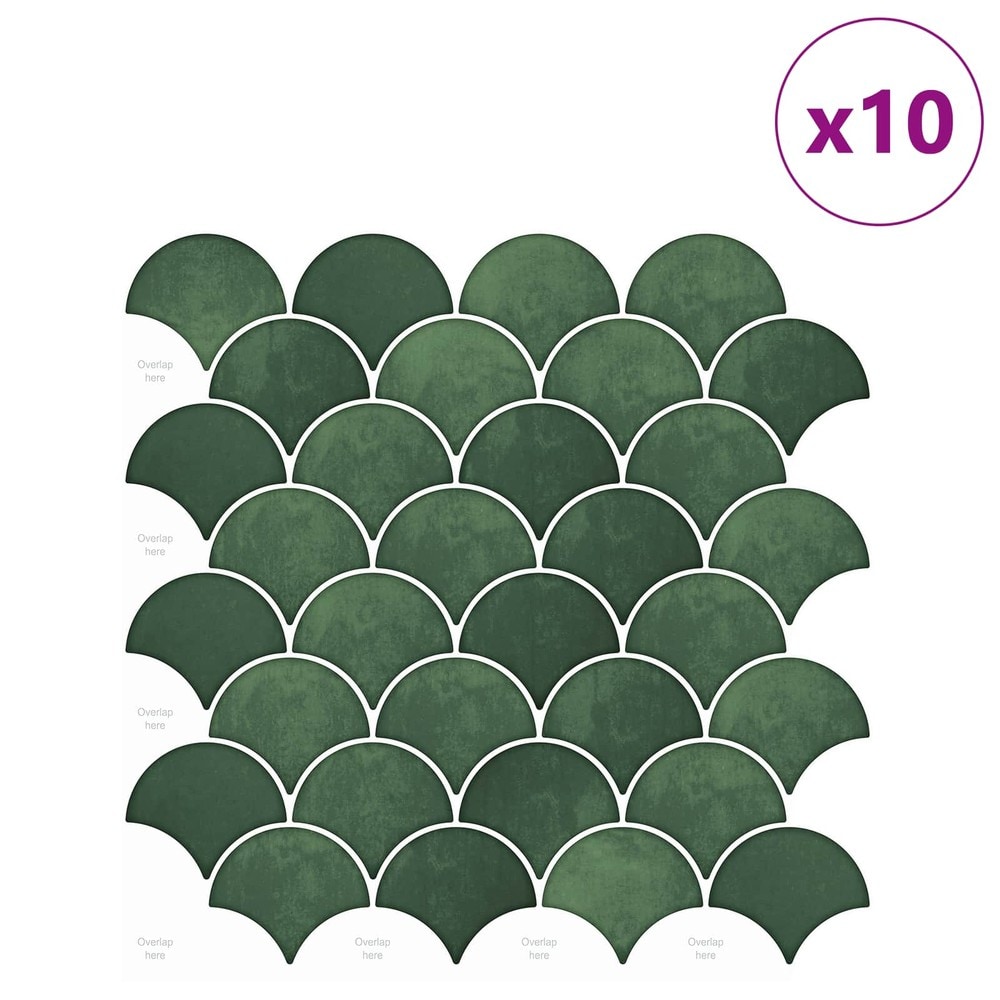 10 stk selvklebende veggfliser 30×30 cm / dekorfliser med fiskeskjellmønster / veggdekor – Mørkegrønn
