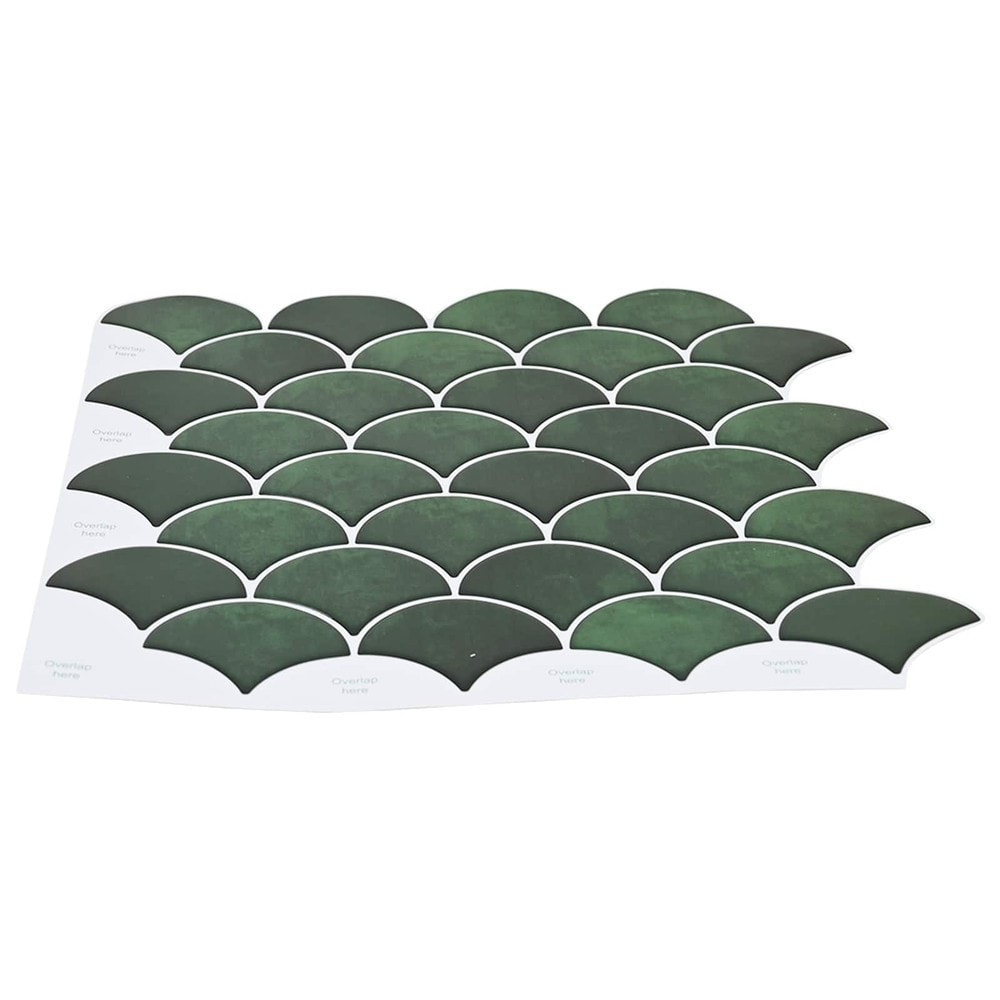 10 stk selvklebende veggfliser 30×30 cm / dekorfliser med fiskeskjellmønster / veggdekor – Mørkegrønn
