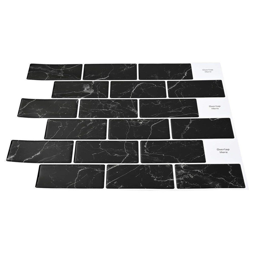 10 stk selvklebende veggfliser 30×30 cm / metrofliser med marmormønster / veggdekor – Svart