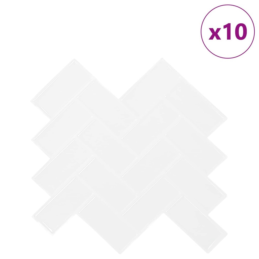 10 stk selvklebende veggfliser 30×30 cm / dekorfliser i fiskebeinmønster / veggdekor – Hvit