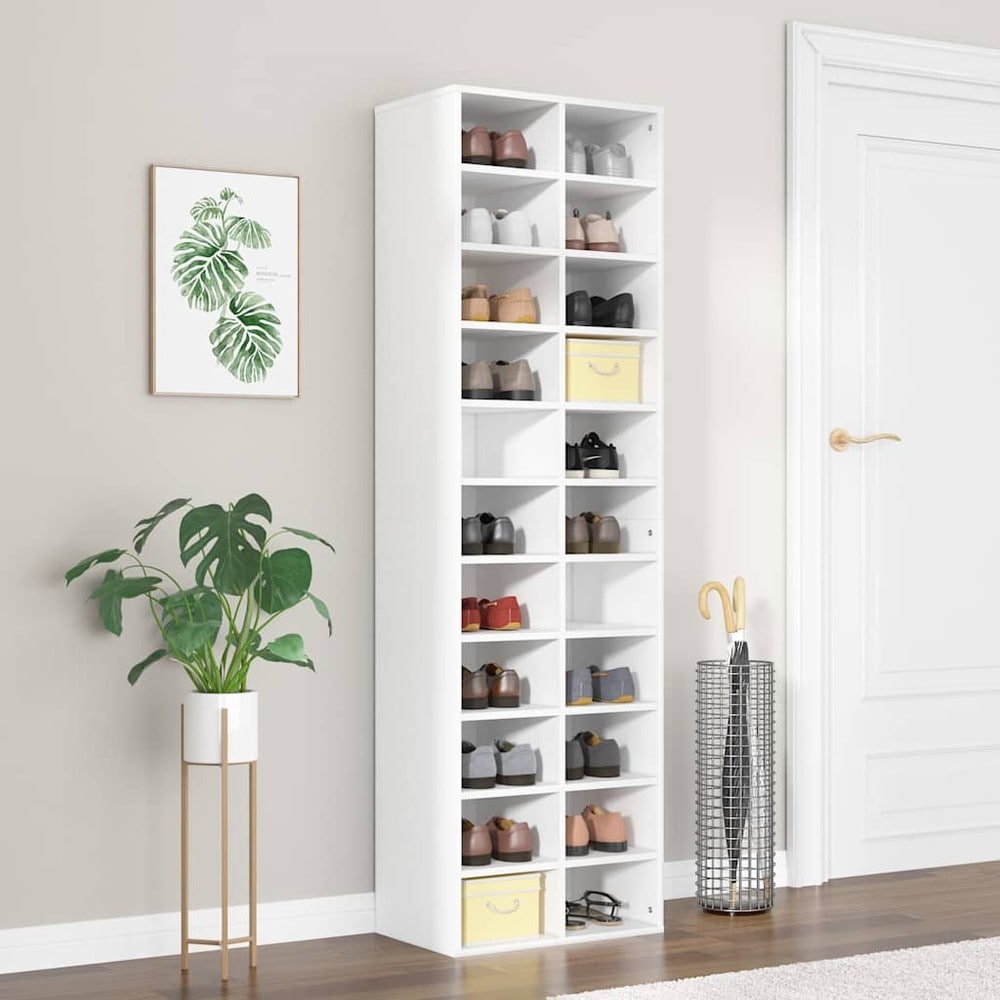 Skohylle 54×34×183 cm / reol med 22 rom / høy skooppbevaring – Hvit