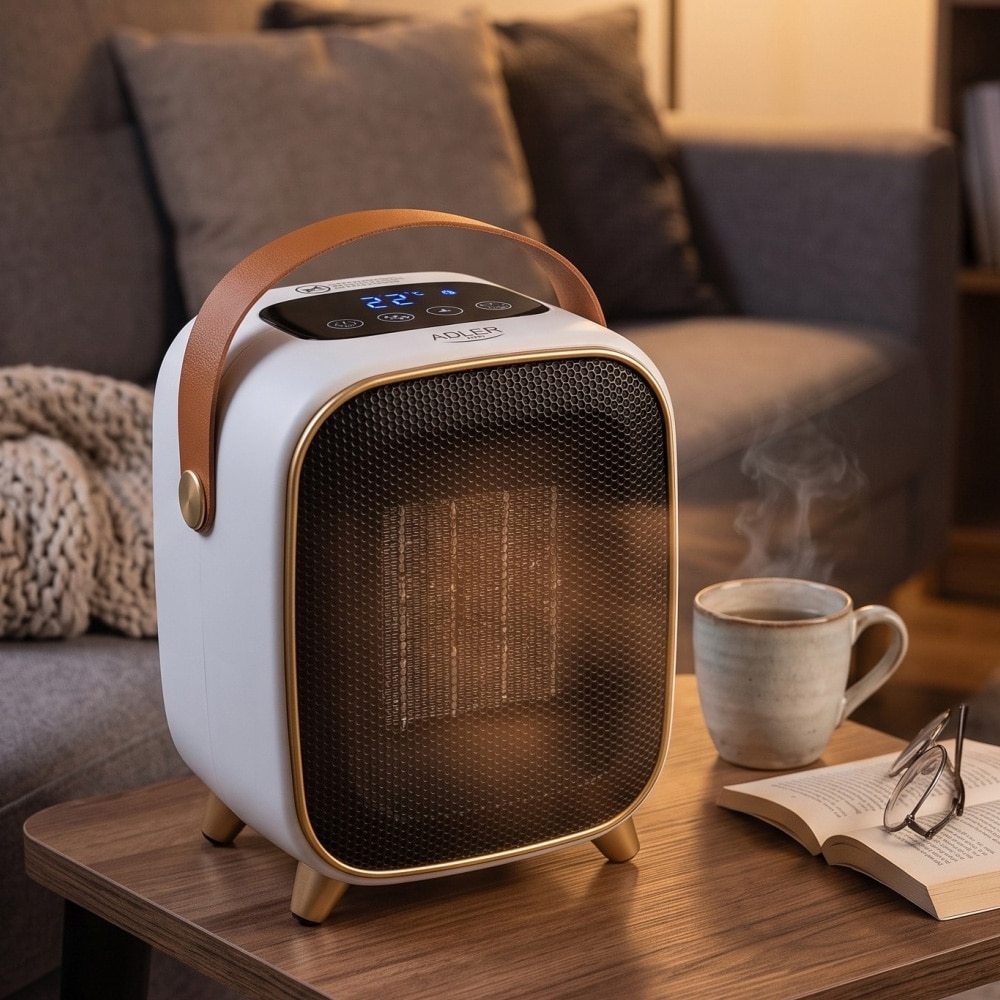 Adler keramisk varmevifte 1000 W med timer / Bærbar keramisk varmeovn / Elektrisk romvarmer