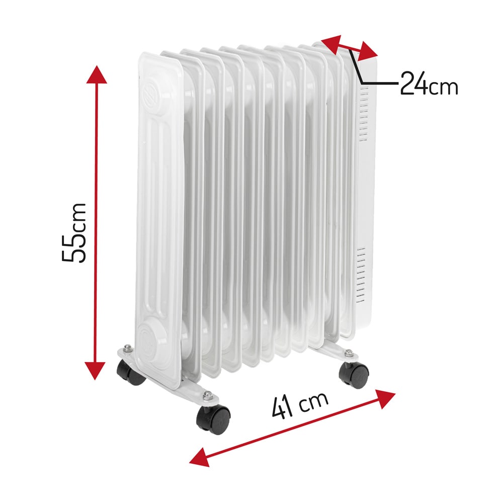Adler oljevarmer 2000 W / Oljefylt radiator med termostat / Flyttbar varmeenhet