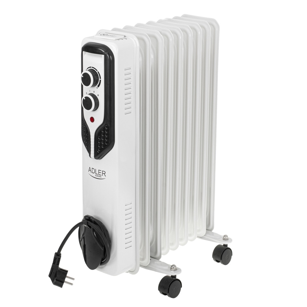 Adler oljevarmer 2000 W / Oljefylt radiator med termostat / Flyttbar varmeenhet
