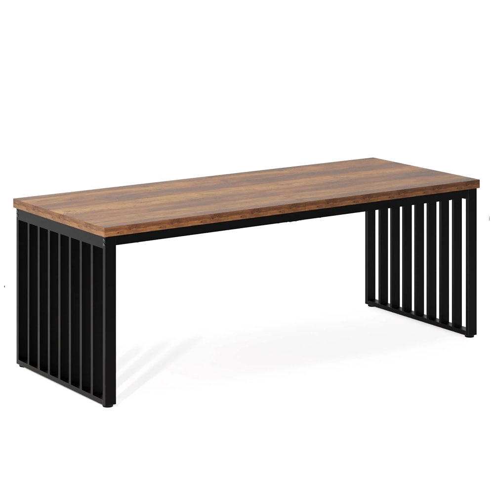 Spisebord 180 x 60 cm – Brun–Svart – Rektangulært kjøkkenbord – Spisebord med metallramme