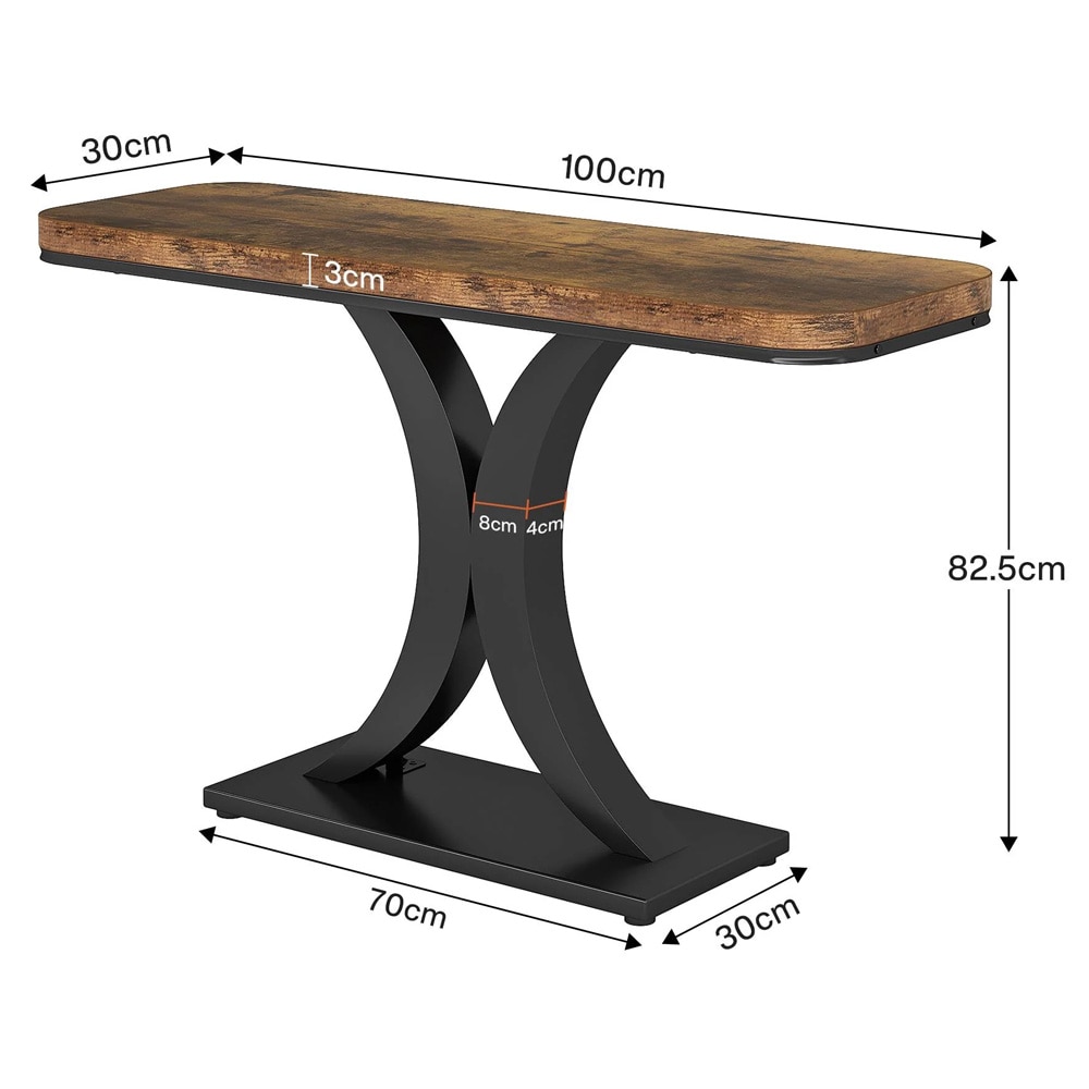 Smal konsollbord med geometrisk understell, 100 cm – Brun–Svart – Entrébord – Sidebord