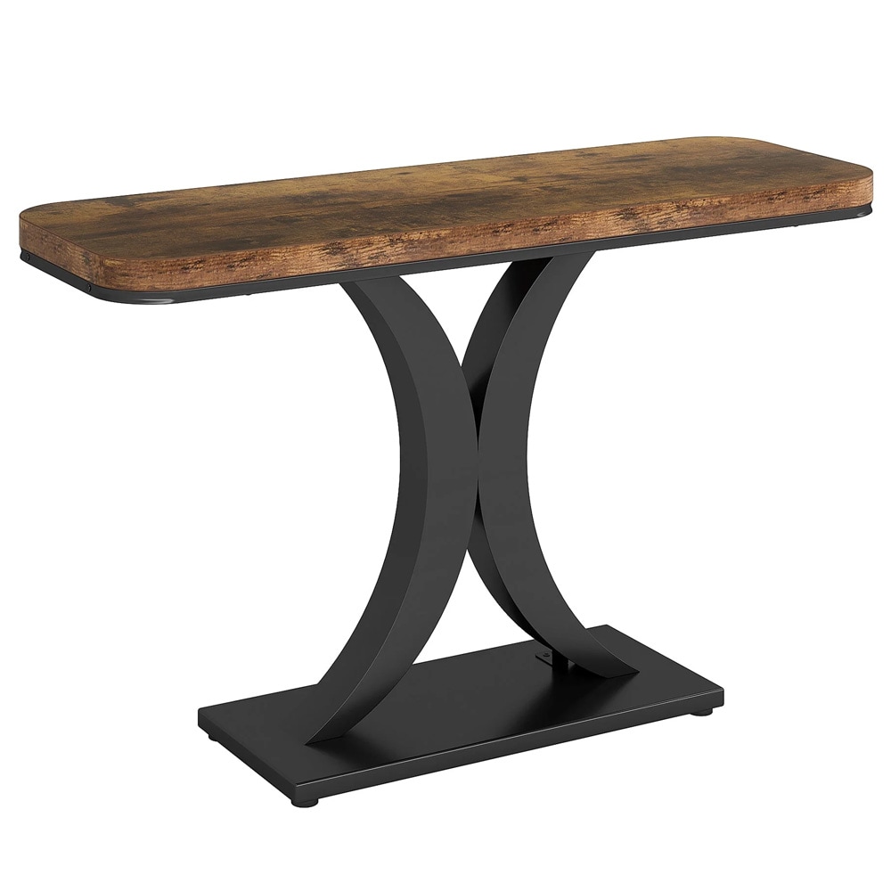 Smal konsollbord med geometrisk understell, 100 cm – Brun–Svart – Entrébord – Sidebord