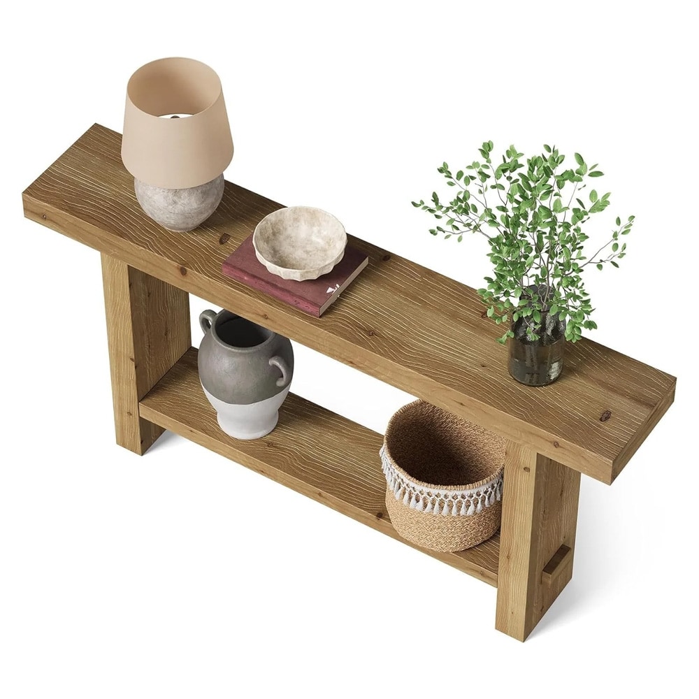 Konsollbord i massivt tre, 160 cm – Brunt / Entrébord med oppbevaringsplass / Avlastningsbord i tre