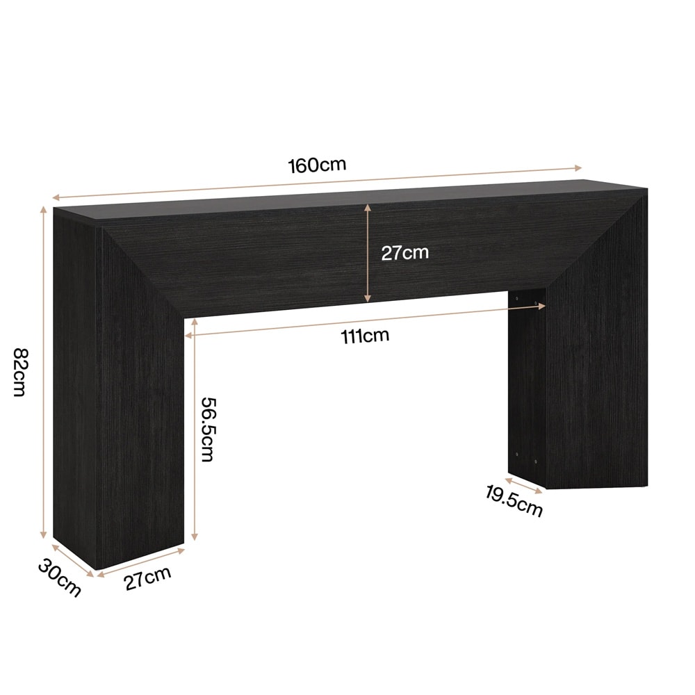 Smalt konsollbord 160 cm – Svart / Oppbevaringsbord til gangen / Konsollbord bak sofaen