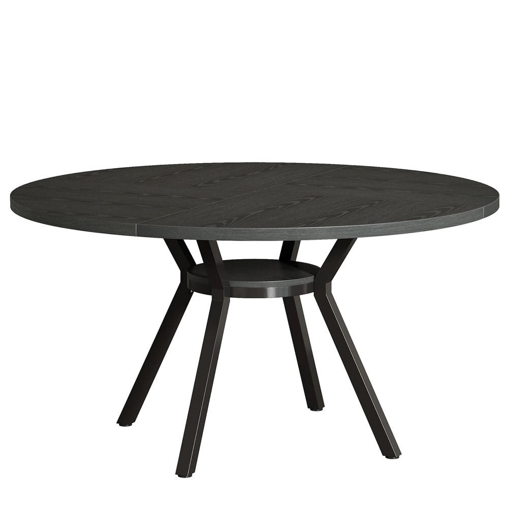 Rundt spisebord med hylle, Ø 120 cm – Svart / Kjøkkenbord med oppbevaringsplass / Rundt spisebord