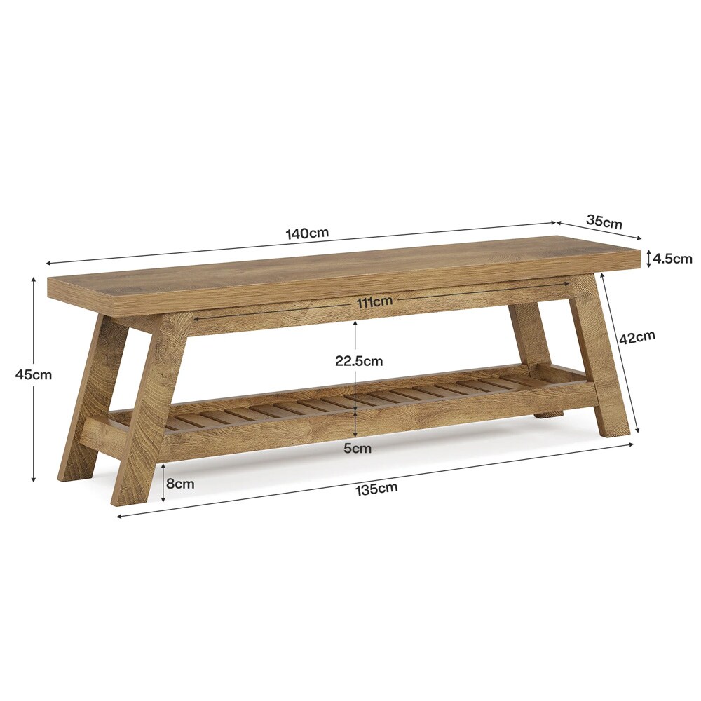 Skobänk med skohylle 140 cm / Entrébänk med skooppbevaring / Sittebenk til entréen