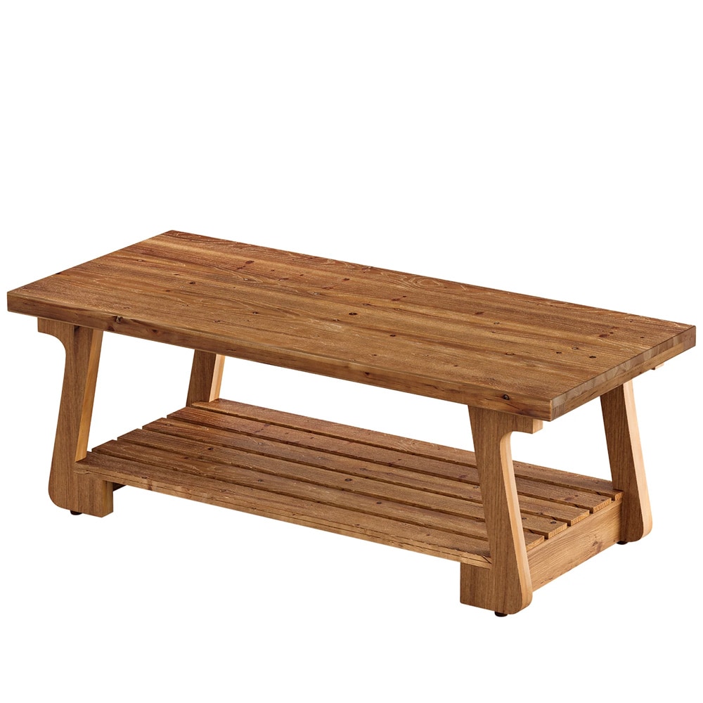Salongbord 140×60×45 cm med hylle / stuebord / rektangulært bord – Rustikk brun