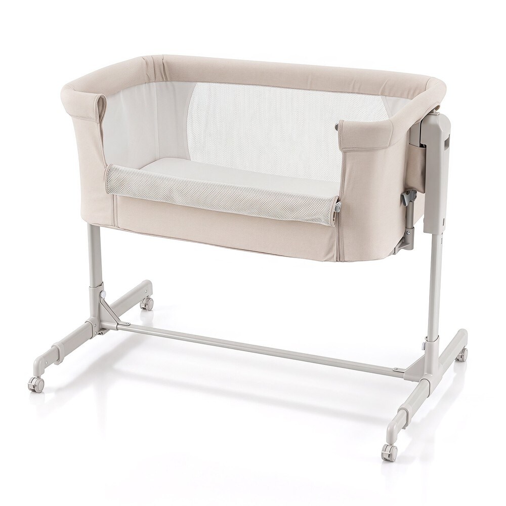 3-i-1-babyseng til sengekanten, kan heves og senkes, med hjul – Beige / Spedbarnsseng / Babyvugge