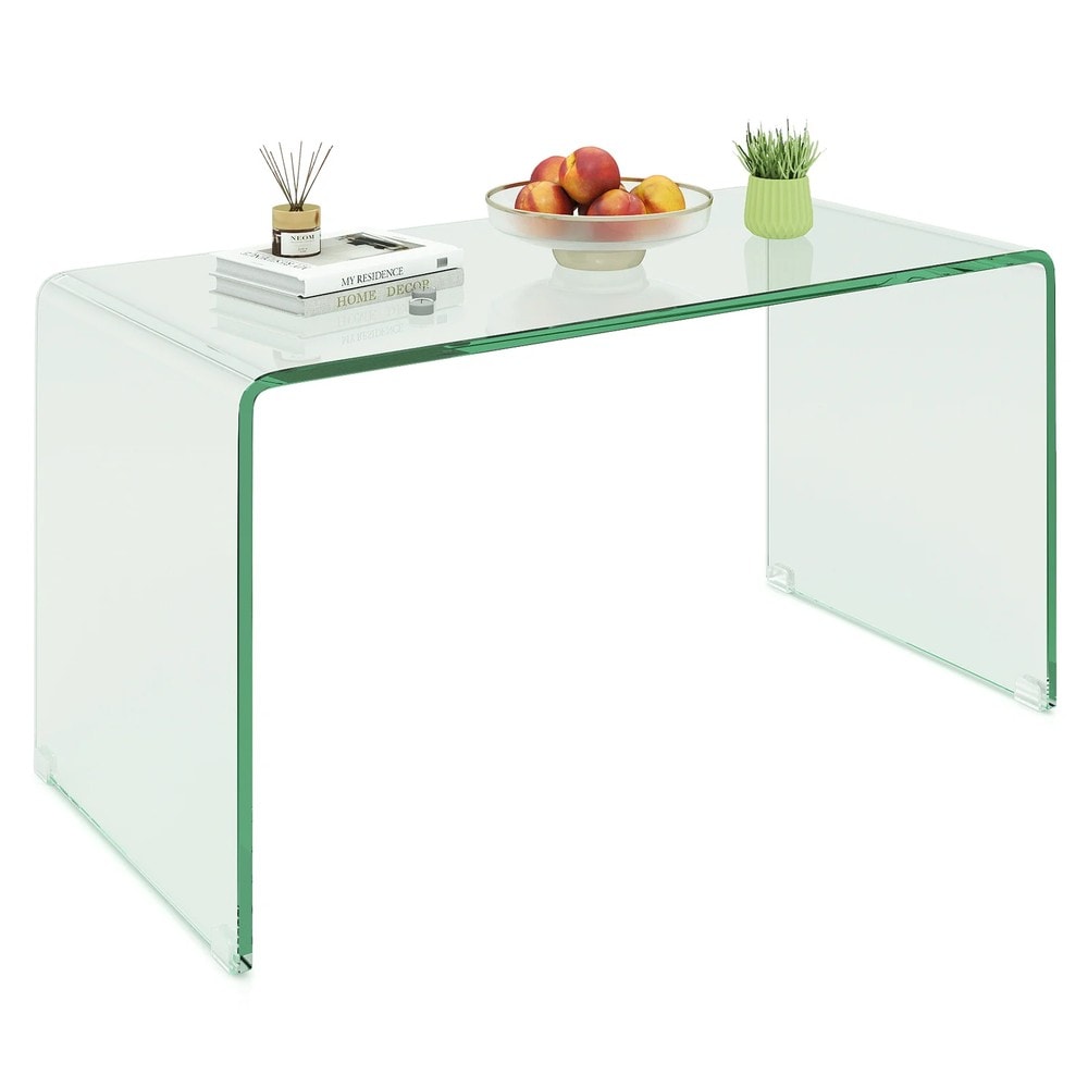 U-formet sidebord i herdet glass 81,5 x 42 x 40 cm – Gjennomsiktig / Glassbord / Sofa-bord i glass