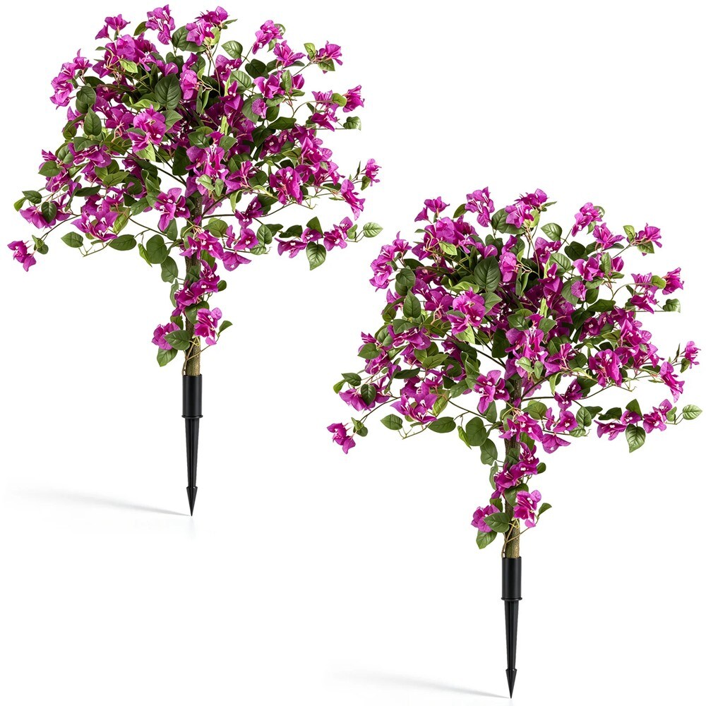 Kunstig bougainvillea med jordspyd, 2-pakning / Dekorativ kunstplante / Kunstig blomstertre