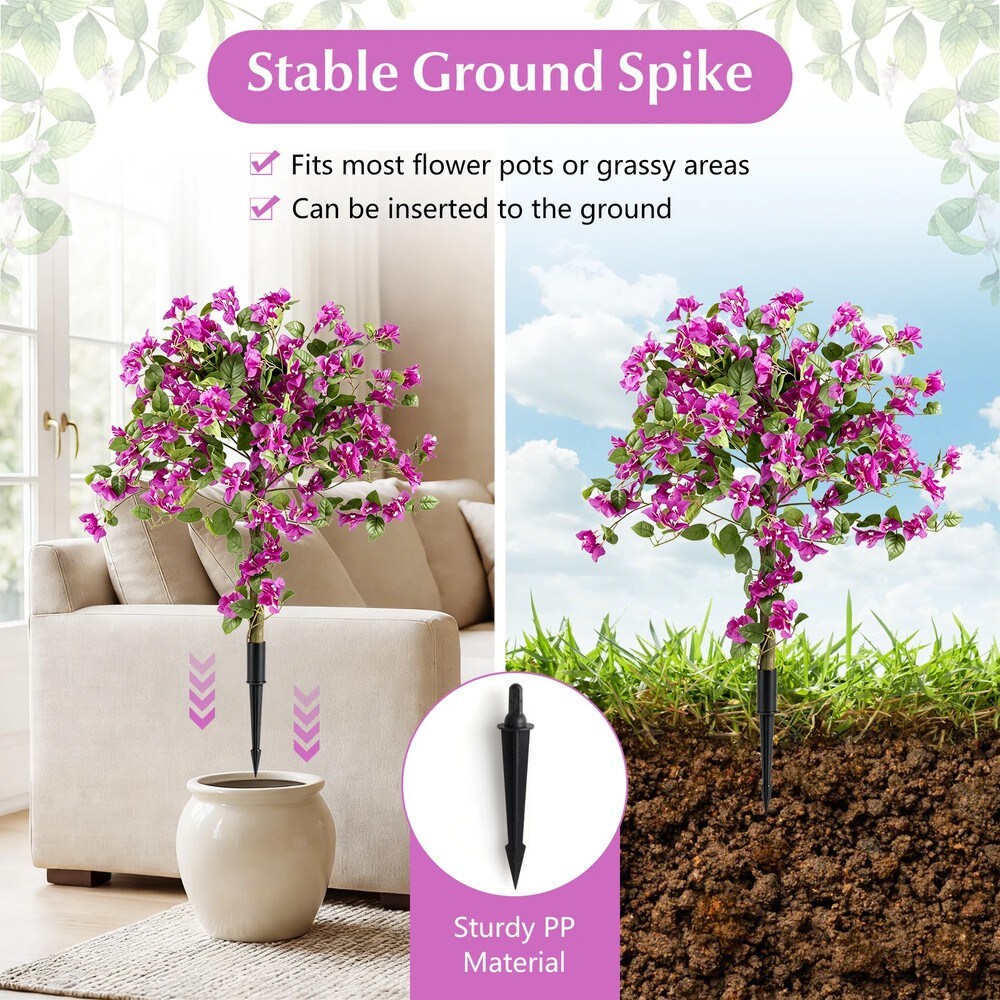 Kunstig bougainvillea med jordspyd, 2-pakning / Dekorativ kunstplante / Kunstig blomstertre