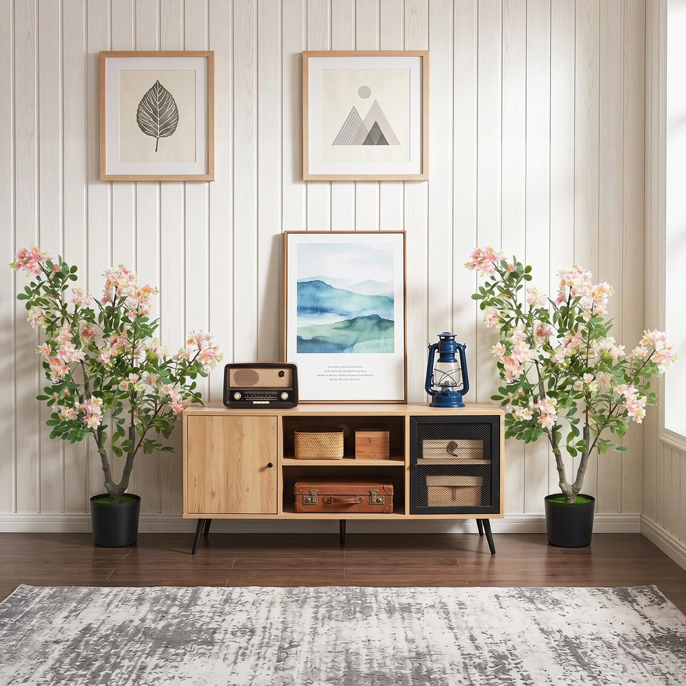 Kunstig tre «Flittige Lisa», 91 cm, 2-pakning – Rosa / Kunstplante i krukke / Blomstrende kunsttre
