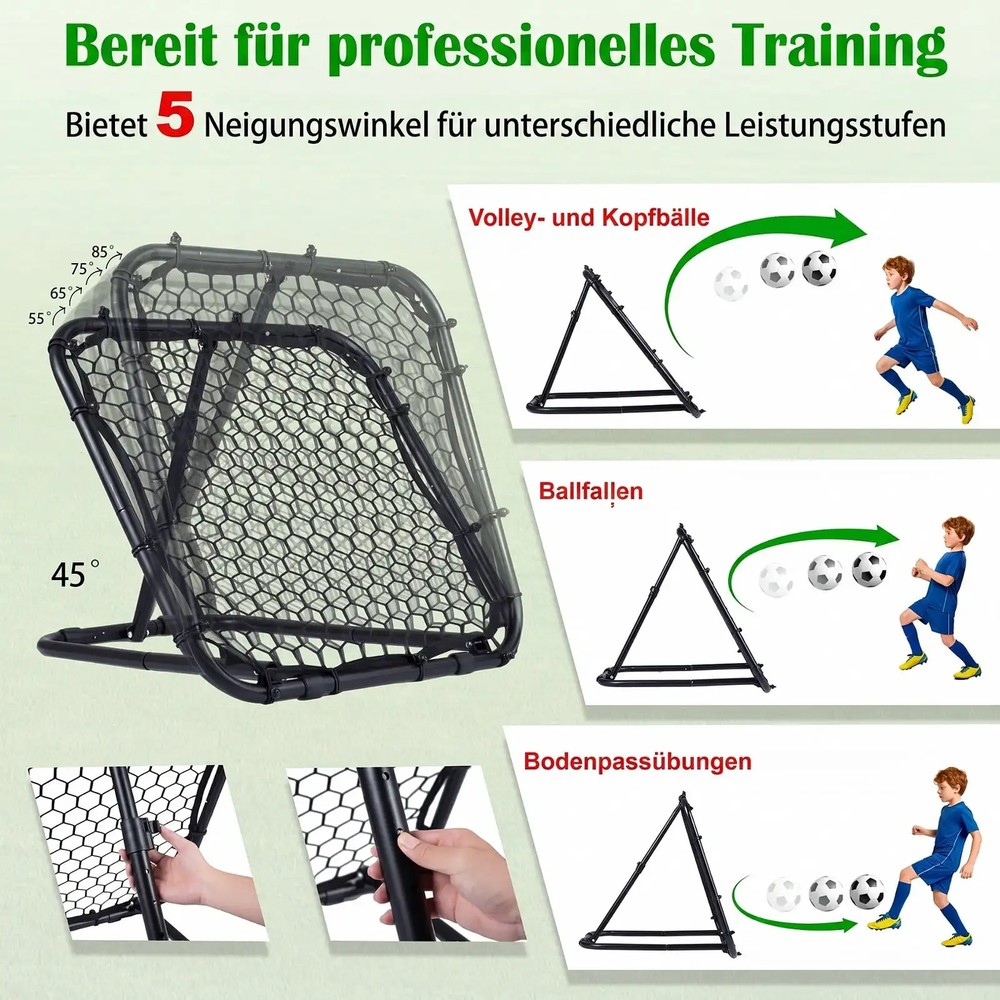 Fotballrebounder 85 x 85 cm med 5 vinkelinnstillinger / Returvegg for fotball / Treningsnett