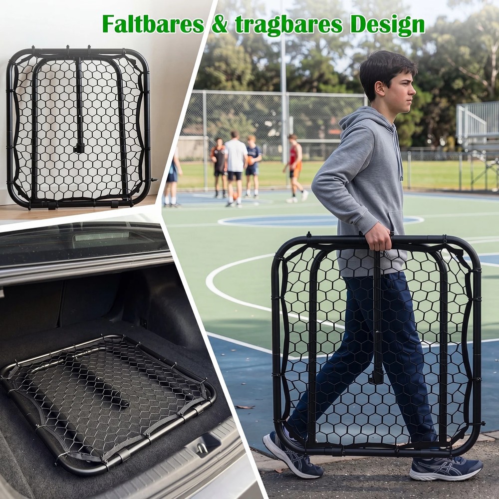 Fotballrebounder 85 x 85 cm med 5 vinkelinnstillinger / Returvegg for fotball / Treningsnett