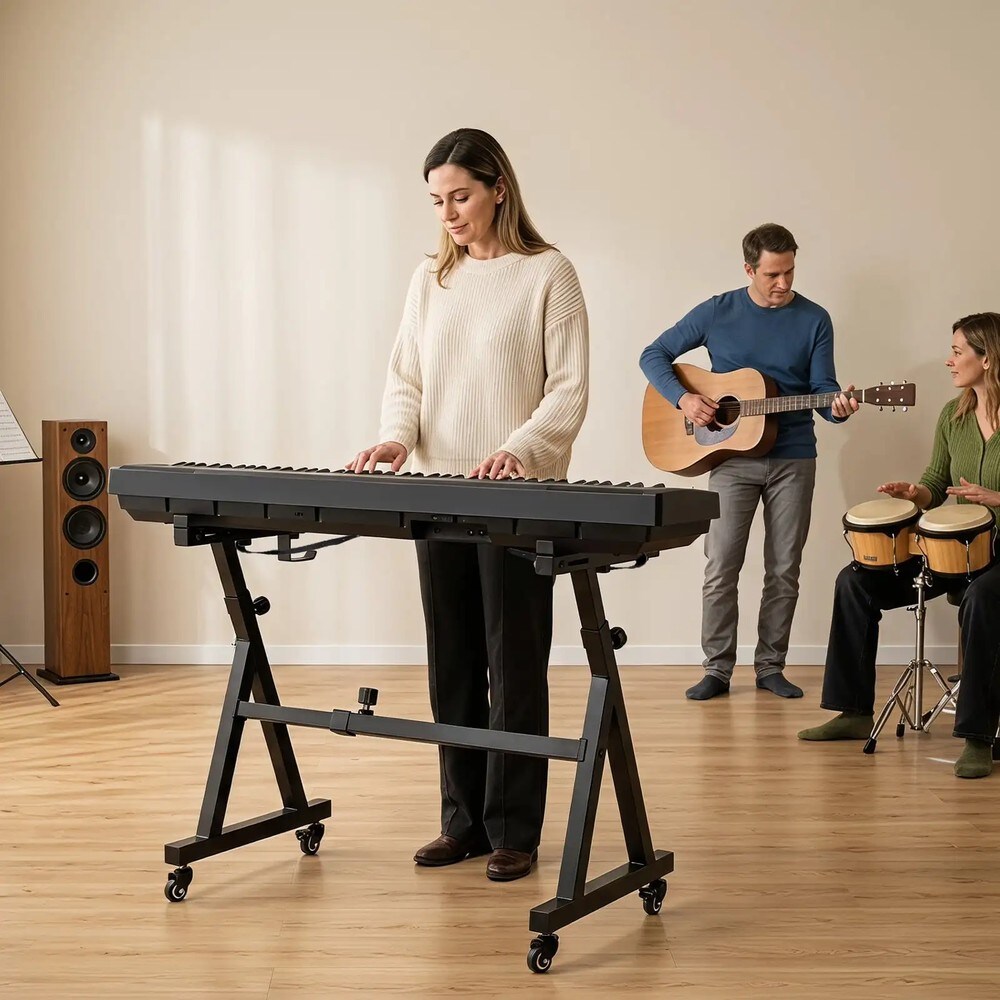 Justerbart keyboardstativ for 49–88 tangenter – Svart / Pianostativ / Klaviaturstativ