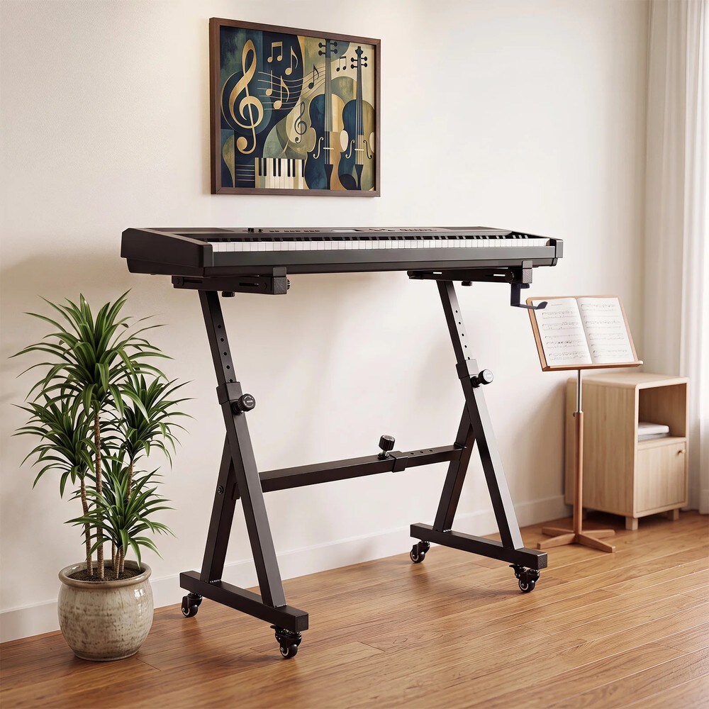 Justerbart keyboardstativ for 49–88 tangenter – Svart / Pianostativ / Klaviaturstativ