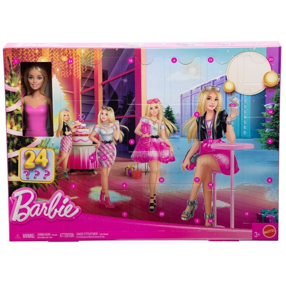 Barbie Fab-adventskalender 2026 / Julekalender med dukke / Lekekalender med klær