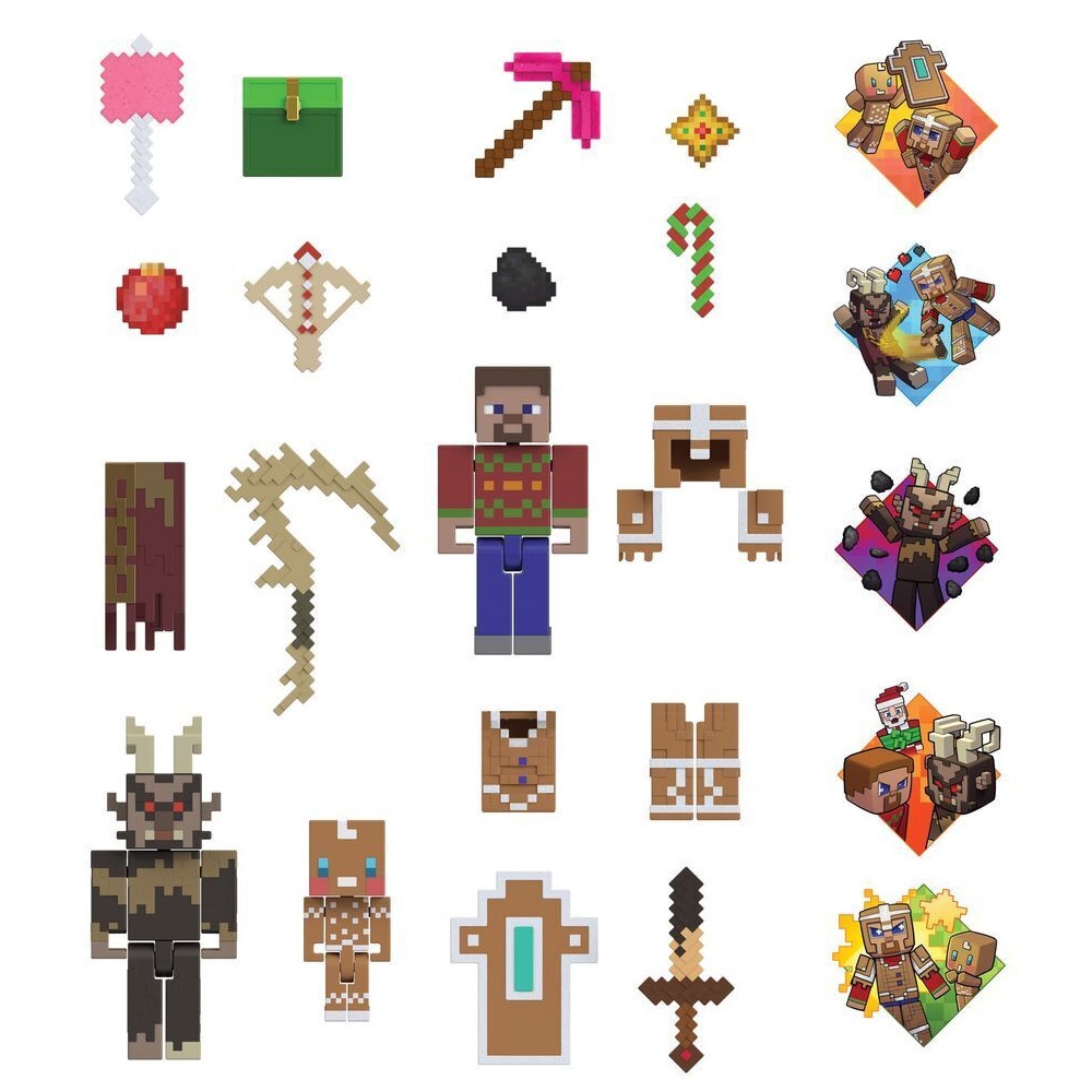 Minecraft-adventskalender 2026 / Julekalender med figurer / Lekekalender med spilltilbehør