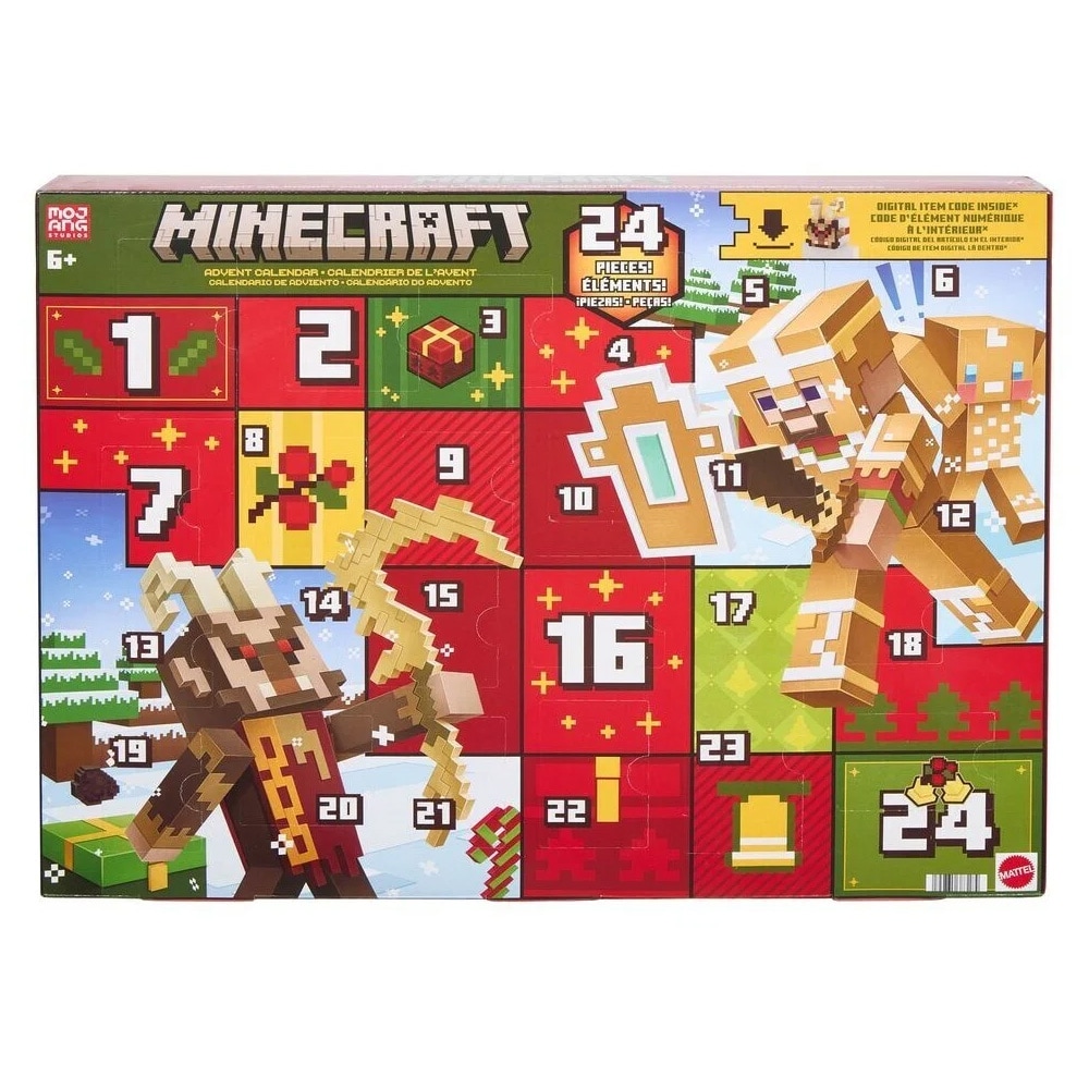 Minecraft-adventskalender 2026 / Julekalender med figurer / Lekekalender med spilltilbehør